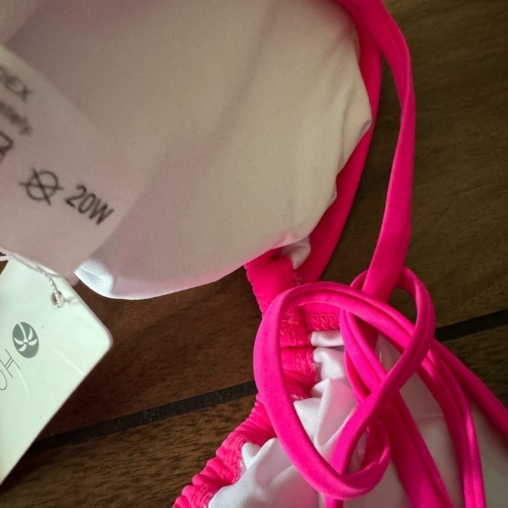 HOLIPICK  Bikini Halter Top with back Tie hot pink size 20W - Picture 6 of 7